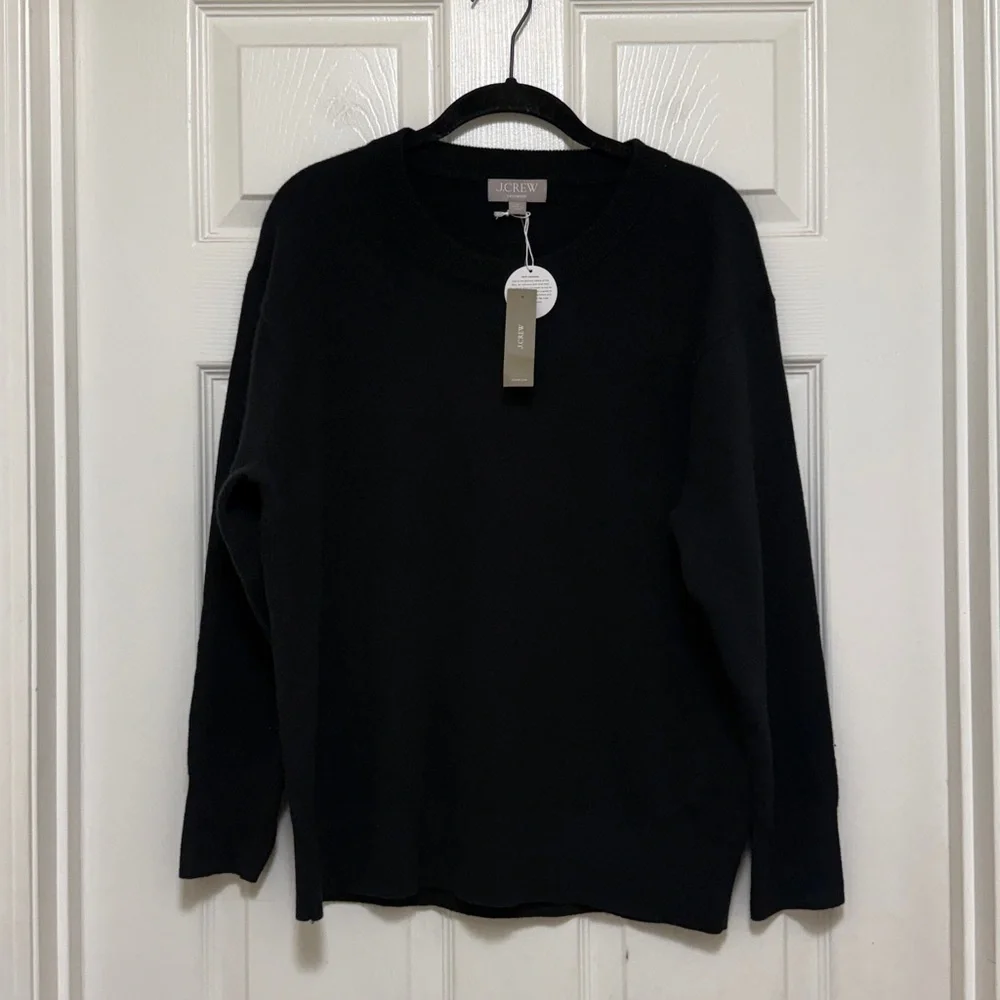 NWT J.Crew Perfect Cashmere Crewneck Sweater in Black